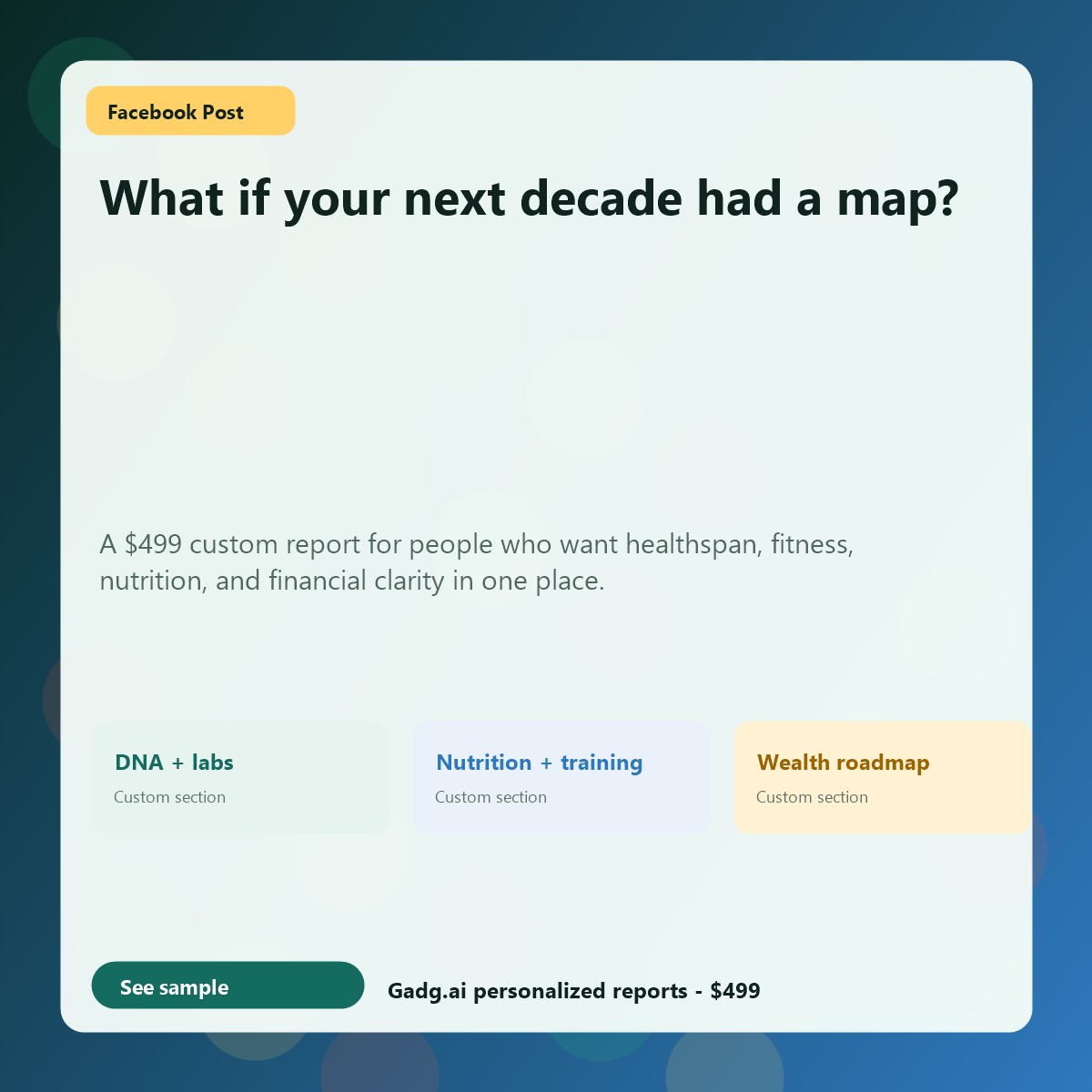 Facebook ad creative for health wealth report