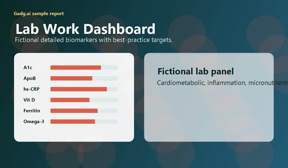 Lab work dashboard with biomarkers for Marcus Hale